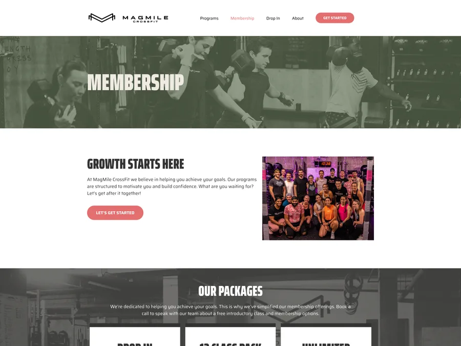 Magmile Crossfit membership packages page